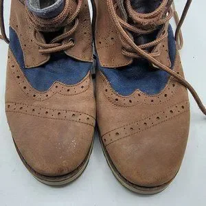 Toms Brogue Boots‎ Mens 12 Vibram Soles Chestnut Brown Leather Navy Herringbone Toms Brogue Boots Mens 9 Vibram Soles Chestnut Brown Leather  main image 4